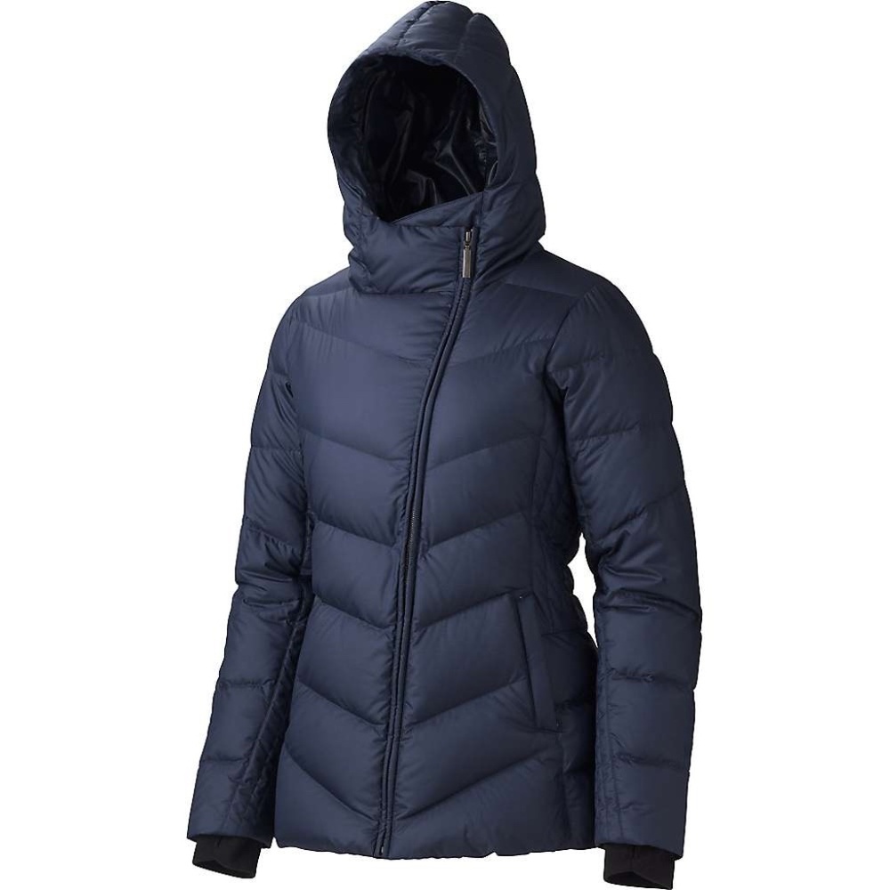 Women's Marmot Carina down hooded jacket navy blue size M medium 700 fill